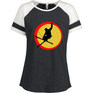 Retro Skiing Logo Enza Ladies Jersey Colorblock Tee