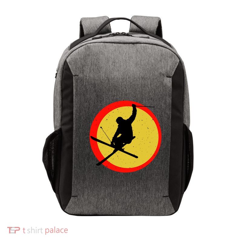 Retro Skiing Logo Vector Backpack