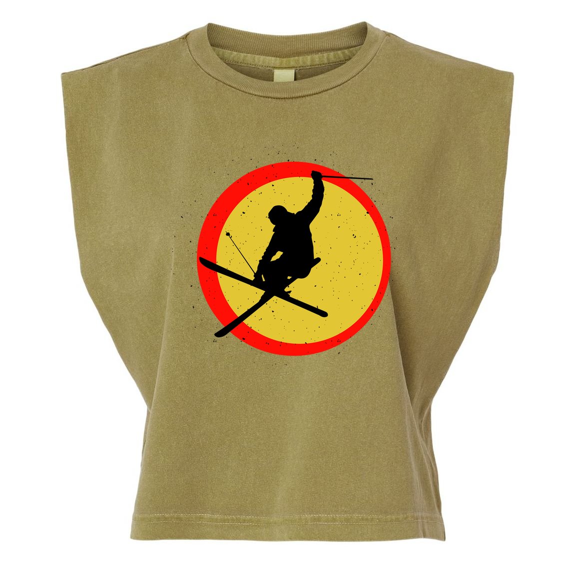 Retro Skiing Logo Garment-Dyed Women's Muscle Tee