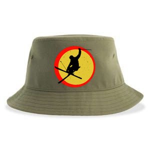 Retro Skiing Logo Sustainable Bucket Hat