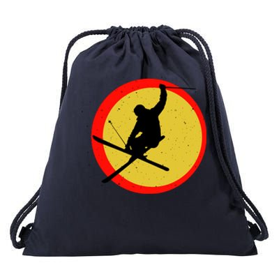 Retro Skiing Logo Drawstring Bag