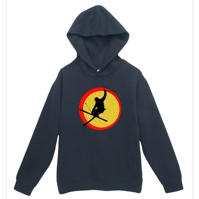 Retro Skiing Logo Urban Pullover Hoodie