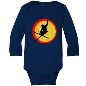 Retro Skiing Logo Baby Long Sleeve Bodysuit