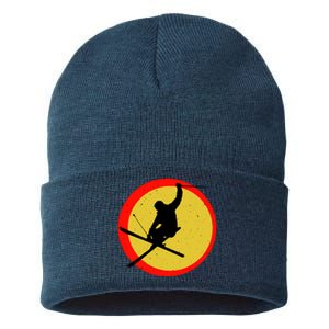 Retro Skiing Logo Sustainable Knit Beanie