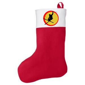 Retro Skiing Logo Felt Holiday Christmas Stocking