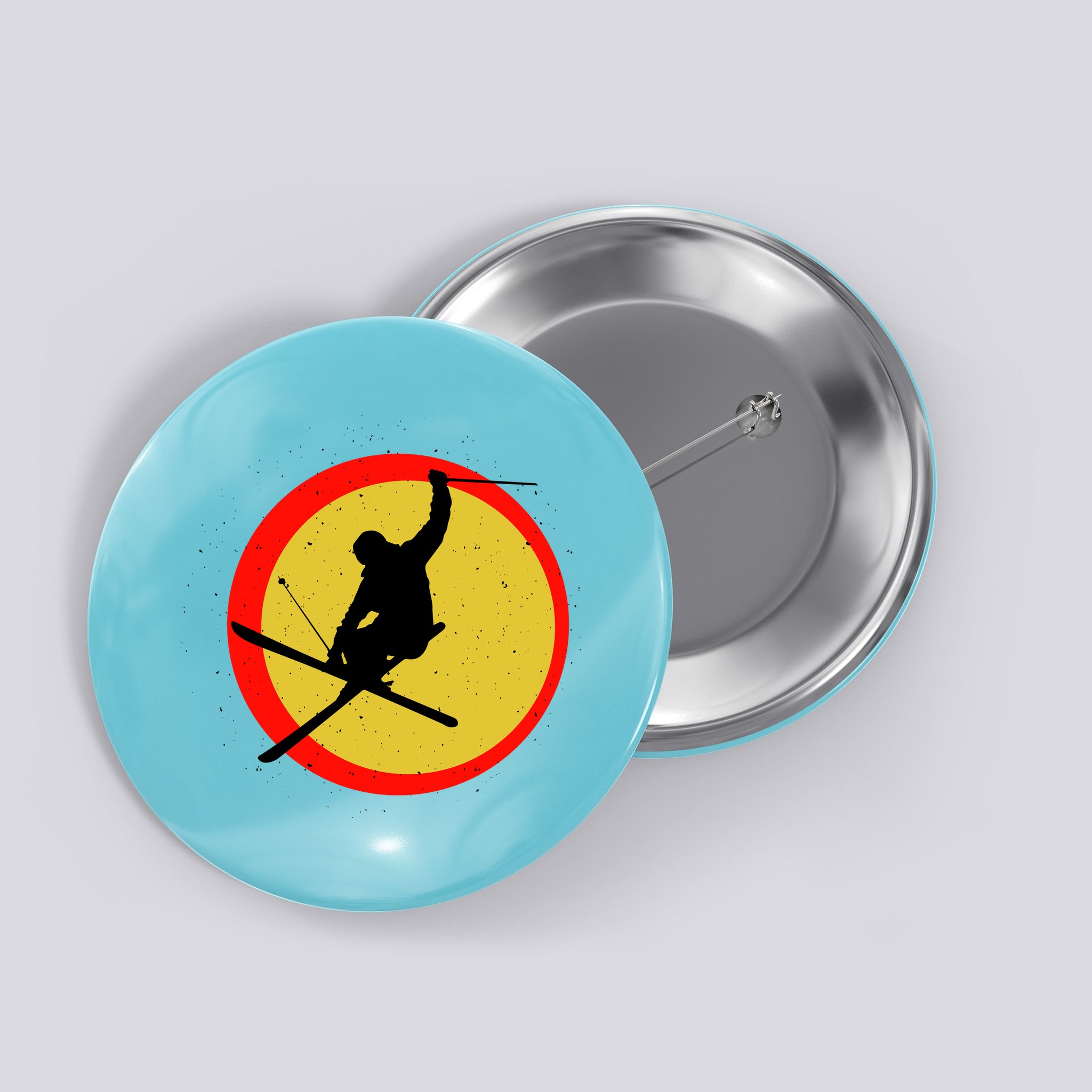 Retro Skiing Logo Button