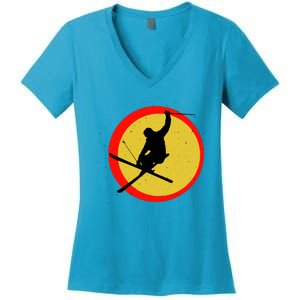 Retro Skiing Logo Women's V-Neck T-Shirt