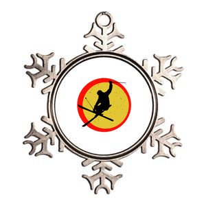 Retro Skiing Logo Metallic Star Ornament