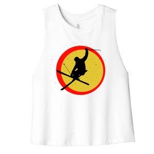 Retro Skiing Logo Women's Racerback Cropped Tank