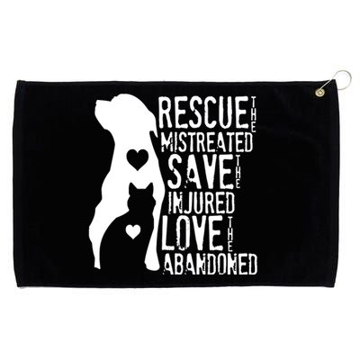 Rescue Save Love Animal Rescue Dog Lover Cat Lover Grommeted Golf Towel