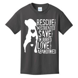 Rescue Save Love Animal Rescue Dog Lover Cat Lover Kids T-Shirt