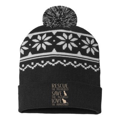 Rescue Save Love Cute Animal Rescue Dog Cat Lovers USA-Made Snowflake Beanie