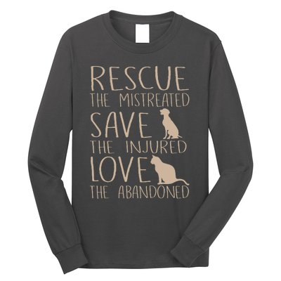 Rescue Save Love Cute Animal Rescue Dog Cat Lovers Long Sleeve Shirt