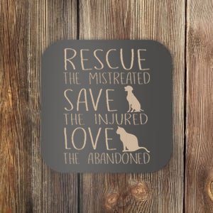 Rescue Save Love Cute Animal Rescue Dog Cat Lovers Coaster