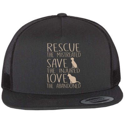 Rescue Save Love Cute Animal Rescue Dog Cat Lovers Flat Bill Trucker Hat