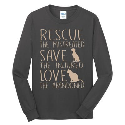 Rescue Save Love Cute Animal Rescue Dog Cat Lovers Tall Long Sleeve T-Shirt