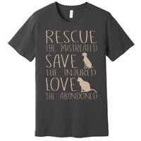 Rescue Save Love Cute Animal Rescue Dog Cat Lovers Premium T-Shirt