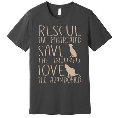 Rescue Save Love Cute Animal Rescue Dog Cat Lovers Premium T-Shirt