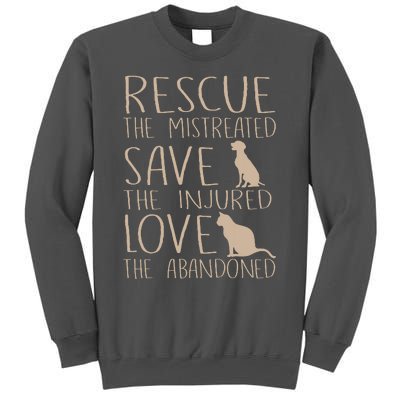 Rescue Save Love Cute Animal Rescue Dog Cat Lovers Tall Sweatshirt