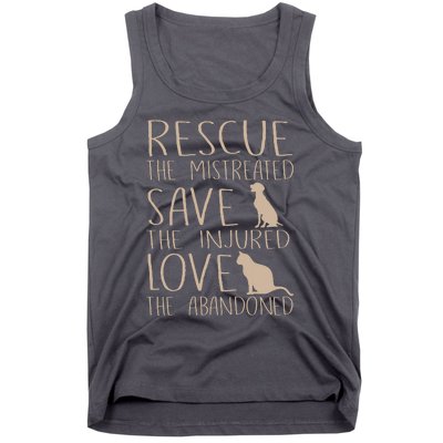 Rescue Save Love Cute Animal Rescue Dog Cat Lovers Tank Top