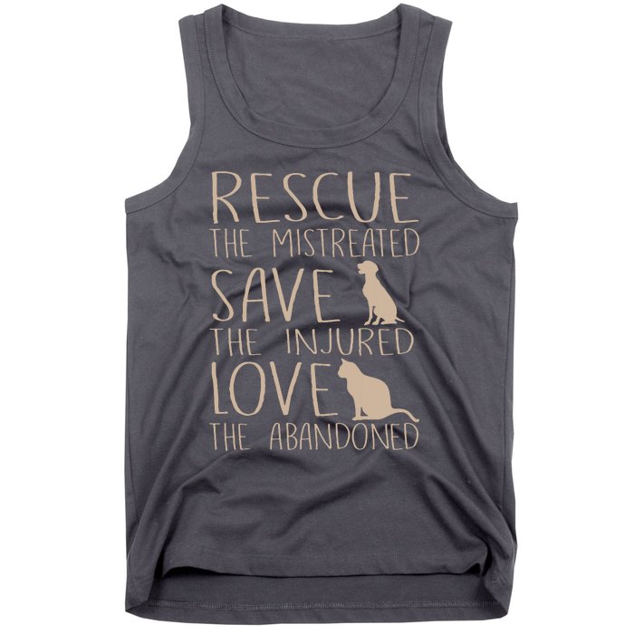 Rescue Save Love Cute Animal Rescue Dog Cat Lovers Tank Top