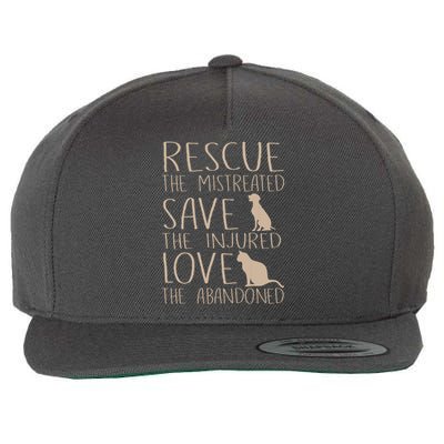 Rescue Save Love Cute Animal Rescue Dog Cat Lovers Wool Snapback Cap