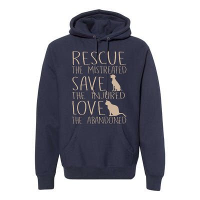 Rescue Save Love Cute Animal Rescue Dog Cat Lovers Premium Hoodie