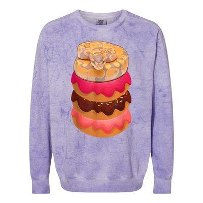 Reptile Snake Lovers Ball Python With Doughnuts Colorblast Crewneck Sweatshirt