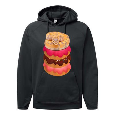 Reptile Snake Lovers Ball Python With Doughnuts Performance Fleece Hoodie