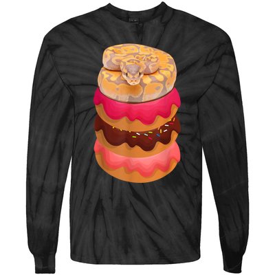 Reptile Snake Lovers Ball Python With Doughnuts Tie-Dye Long Sleeve Shirt