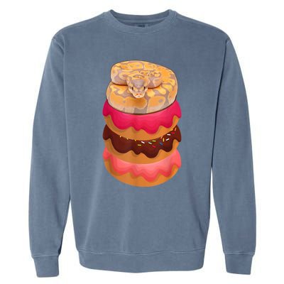 Reptile Snake Lovers Ball Python With Doughnuts Garment-Dyed Sweatshirt