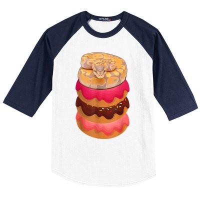 Reptile Snake Lovers Ball Python With Doughnuts Baseball Sleeve Shirt