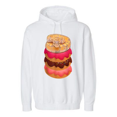 Reptile Snake Lovers Ball Python With Doughnuts Garment-Dyed Fleece Hoodie