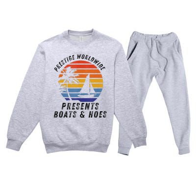 Retro Style Lover Prestige Worldwide Boats And Hoes Premium Crewneck Sweatsuit Set