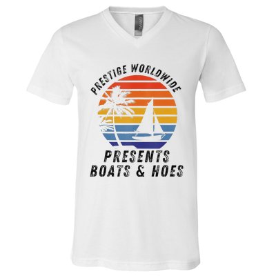 Retro Style Lover Prestige Worldwide Boats And Hoes V-Neck T-Shirt