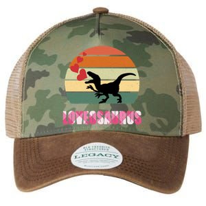 Retro Sunset Loveosaurus Valentines Day Meaningful Gift Legacy Tie Dye Trucker Hat