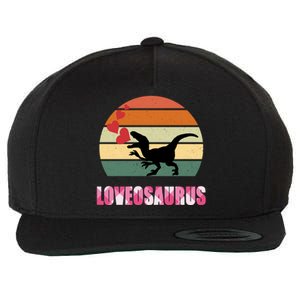 Retro Sunset Loveosaurus Valentines Day Meaningful Gift Wool Snapback Cap