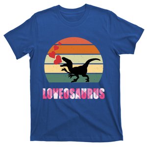 Retro Sunset Loveosaurus Valentines Day Meaningful Gift T-Shirt