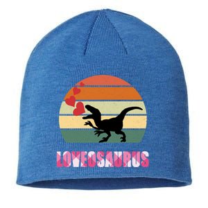 Retro Sunset Loveosaurus Valentines Day Meaningful Gift Sustainable Beanie