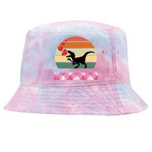 Retro Sunset Loveosaurus Valentines Day Meaningful Gift Tie-Dyed Bucket Hat