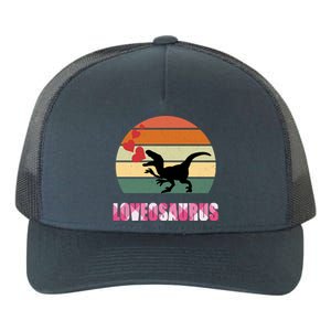 Retro Sunset Loveosaurus Valentines Day Meaningful Gift Yupoong Adult 5-Panel Trucker Hat