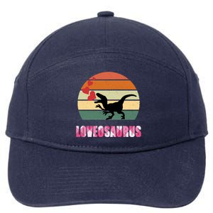 Retro Sunset Loveosaurus Valentines Day Meaningful Gift 7-Panel Snapback Hat