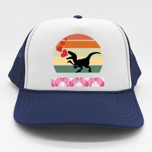 Retro Sunset Loveosaurus Valentines Day Meaningful Gift Trucker Hat