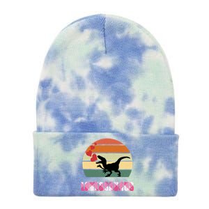 Retro Sunset Loveosaurus Valentines Day Meaningful Gift Tie Dye 12in Knit Beanie