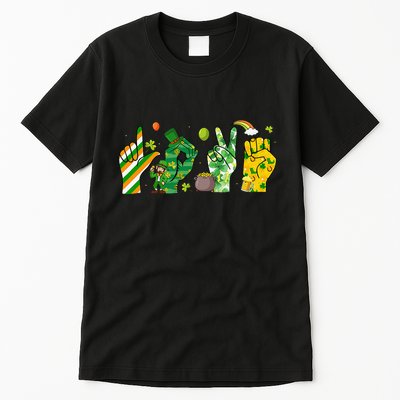 Retro Sign Language Asl Hand Deaf St Patricks Day Irish Tall T-Shirt