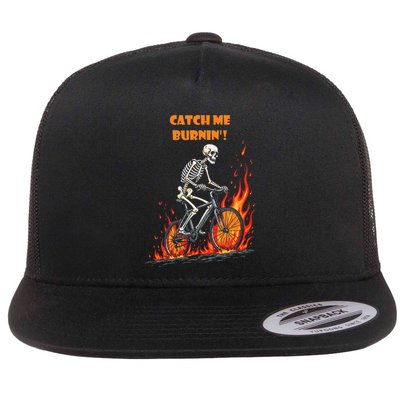 Rebel Skeleton Life Struggle Keep Going Survival Mode Flat Bill Trucker Hat