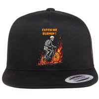 Rebel Skeleton Life Struggle Keep Going Survival Mode Flat Bill Trucker Hat