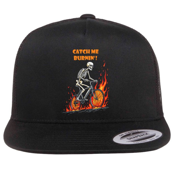 Rebel Skeleton Life Struggle Keep Going Survival Mode Flat Bill Trucker Hat