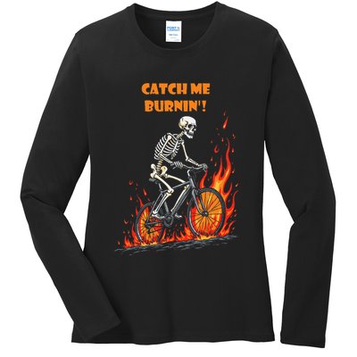 Rebel Skeleton Life Struggle Keep Going Survival Mode Ladies Long Sleeve Shirt