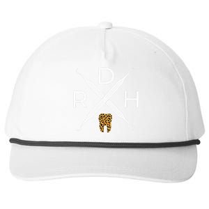 Rdh Scaler Logo With Leopard Print Tooth Dental Hygienist Snapback Five-Panel Rope Hat